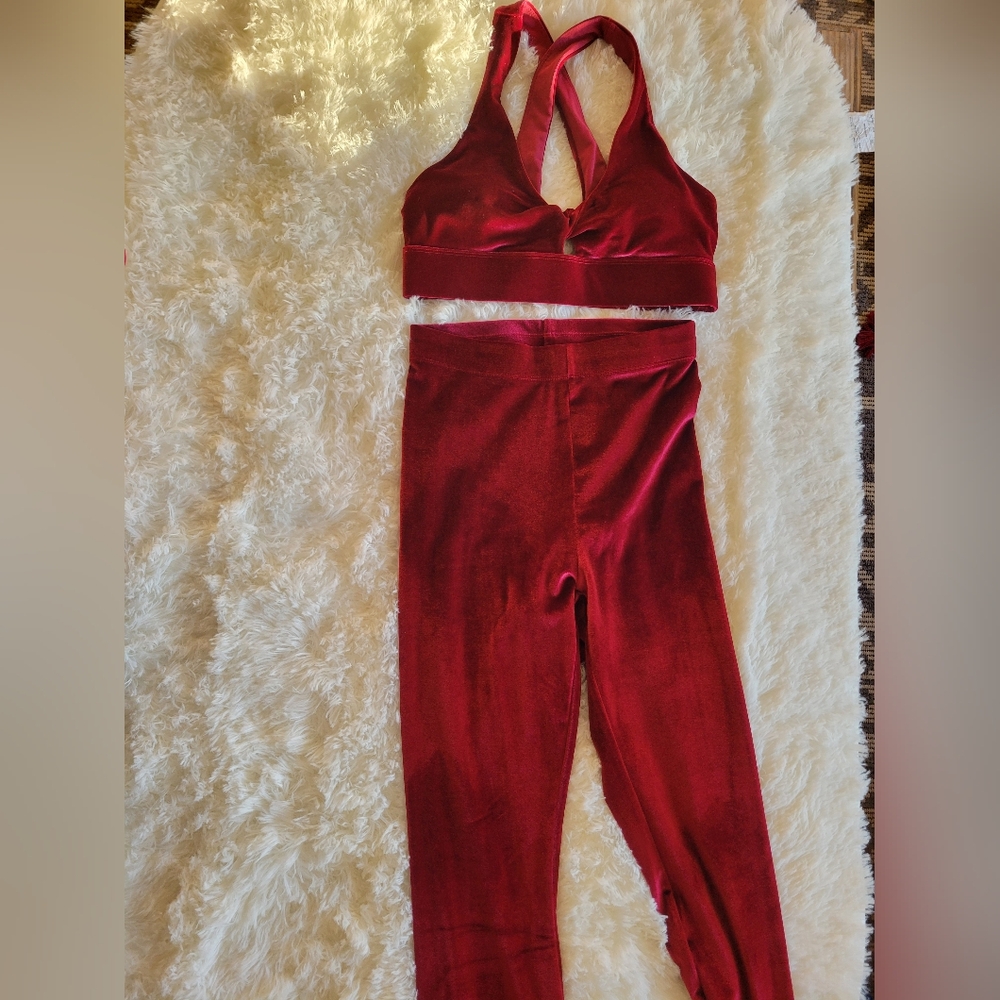 Fabletics Rich Red Velvet Ensemble